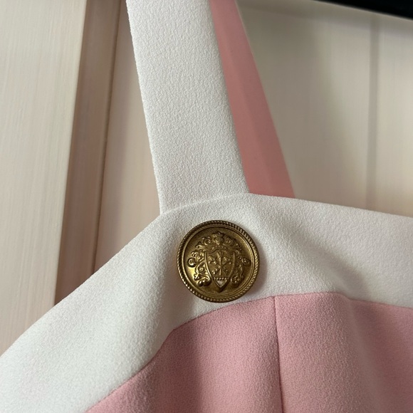 NWT Alice + Olivia Clarine square neck pleated mini dress pink & white sz 0 - Picture 5 of 8